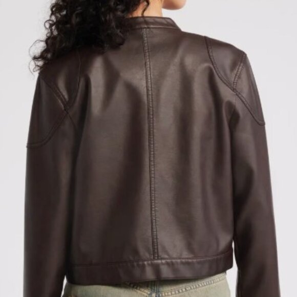 Nordstrom Brown Leather Jacket - Picture 2 of 7